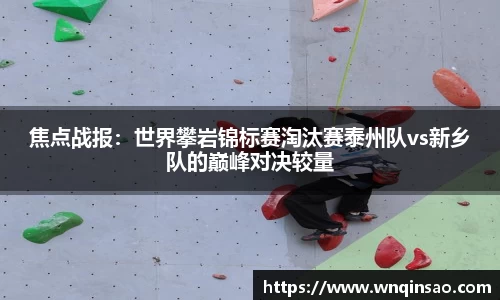 焦点战报：世界攀岩锦标赛淘汰赛泰州队vs新乡队的巅峰对决较量